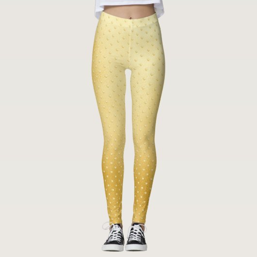 Girly Hearts Gold Faux Folie Golden Pattern Leggings (Voorkant)