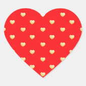 Girly Hearts Gold Faux Folie Red Pattern Hart Sticker (Voorkant)