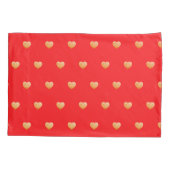Girly Hearts Gold Faux Folie Red Pattern Kussensloop (Achterkant)