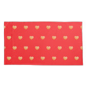 Girly Hearts Gold Faux Folie Red Pattern Kussensloop (Achterkant-Links)