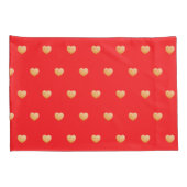 Girly Hearts Gold Faux Folie Red Pattern Kussensloop (Achterkant-Rechts)