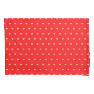 Girly Hearts Gold Faux Folie Red Pattern Kussensloop