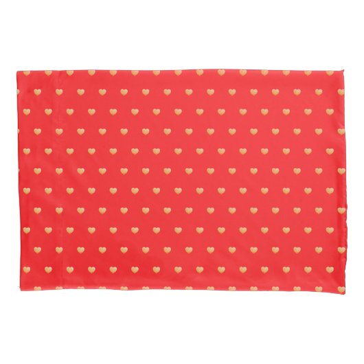 Girly Hearts Gold Faux Folie Red Pattern Kussensloop (Voorkant-Links)