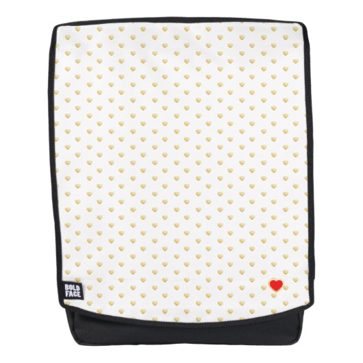 Girly Hearts Gold Faux Folie White Pattern Rugtassen (Voorkant)
