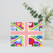 Girly Hearts Union Jack Briefkaart (Staand voorkant)