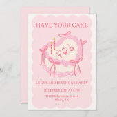 Girly Heb je taart, eet het twee tweede verjaardag Kaart (Voorkant / Achterkant)