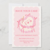 Girly Heb je taart, eet het twee tweede verjaardag Kaart (Voorkant)