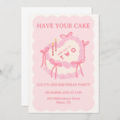 Girly Heb je taart, eet het twee tweede verjaardag Kaart (Voorkant / Achterkant)