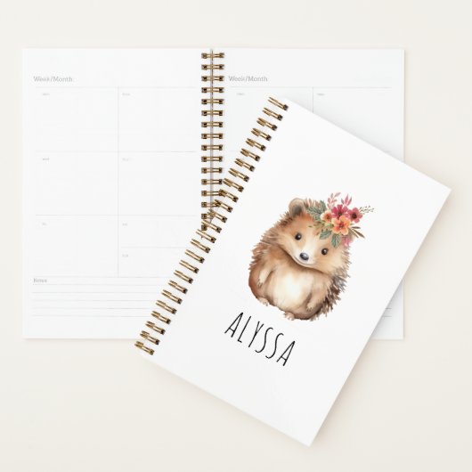 Girly Hedgehog gepersonaliseerd Planner (Display)