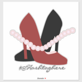 Girly Heels Pearls Name Script Car Sticker