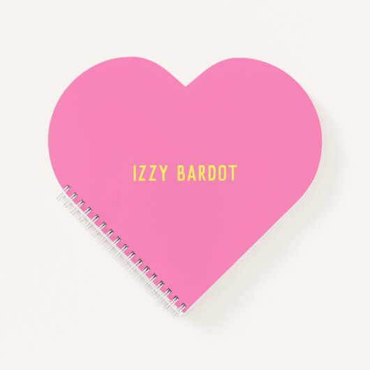 Girly Heet Roze en Geel Naam Hart Notitieboek (Voorkant)
