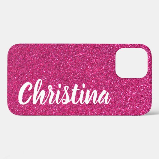 Girly Heet Roze Glitter Naam Gepersonaliseerd Case-Mate iPhone Case (Achterkant (horizontaal))