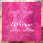 Girly Heet Roze Glitter Sparkle Monogram Naam Dorm Raamsticker (Vel 2)