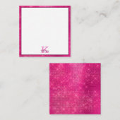 Girly Heet Roze Glitter Sparkle Monogram Naam Notitiekaartje (Voorkant / Achterkant)