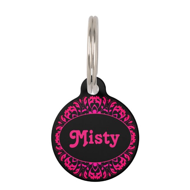 Girly heet roze huisdierpenning (Voorkant)