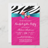 Girly Heet Roze Zebra Print Bachelorette Party Kaart (Voorkant)