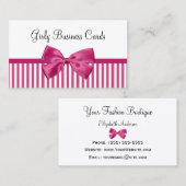 Girly Helder Roze en Witte Strepen Schattige Roze  Visitekaartje (Voorkant / Achterkant)