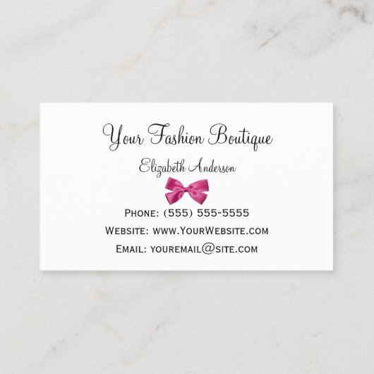 Girly Helder Roze en Witte Strepen Schattige Roze  Visitekaartje (Achterkant)