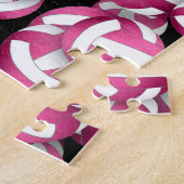 Girly helder roze witte volleyballen patroon legpuzzel (Zijkant)