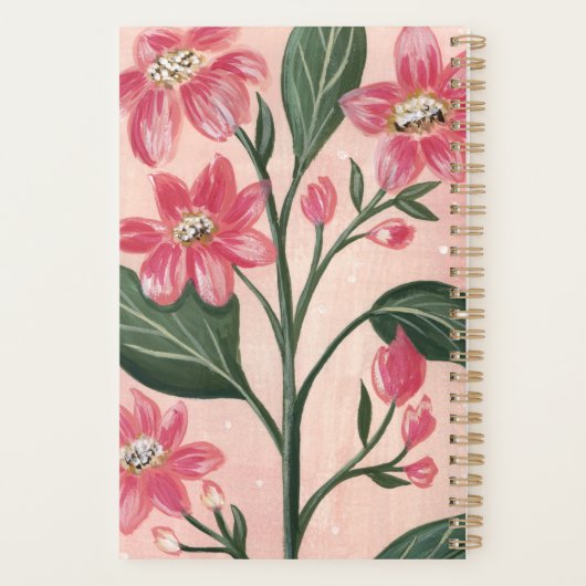 Girly Heldere Roze Tuin Bloemen 2025 Planner (Achterkant)