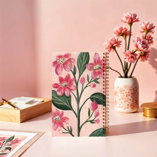 Girly Heldere Roze Tuin Bloemen 2025 Planner