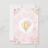 Girly Hete Luchtballon Roze Gouden Bloemen Verjaar Kaart (Achterkant)
