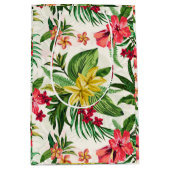 Girly Hibiscus bloemenpatroon Medium Cadeauzakje (Voorkant)