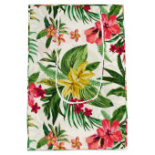 Girly Hibiscus bloemenpatroon Medium Cadeauzakje (Achterkant)