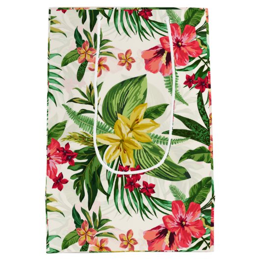 Girly Hibiscus bloemenpatroon Medium Cadeauzakje (Achterkant)