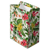 Girly Hibiscus bloemenpatroon Medium Cadeauzakje (Achterkant Gekanteld)