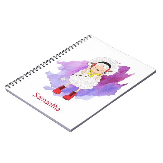 Girly Hipster Lamb Monogrammed Notitieboek (Linkerzijde)