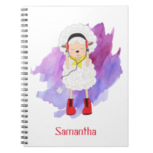 Girly Hipster Lamb Monogrammed Notitieboek