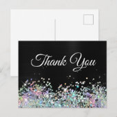 Girly Holo Glitter Black Folie Bedankt Briefkaart (Voorkant / Achterkant)