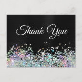 Girly Holo Glitter Black Folie Bedankt Briefkaart (Voorkant)