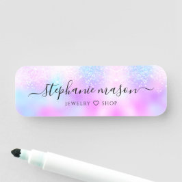 Girly Holografische Glitter Pastel Business Beauty Naamplaatje
