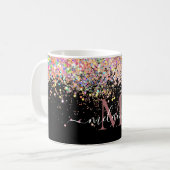 Girly Holografische Glitter & Sparkle Monogram Zwa Koffiemok (Voorkant links)