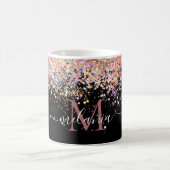 Girly Holografische Glitter & Sparkle Monogram Zwa Koffiemok (Center)