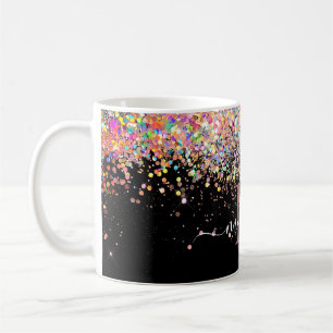 Girly Holografische Glitter & Sparkle Monogram Zwa Koffiemok