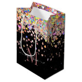 Girly Holografische Glitter & Sparkle Monogram Zwa Medium Cadeauzakje (Voorkant Gekanteld)