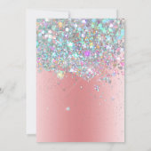 Girly Holographic Glitter 6th Pink Birthday Kaart (Achterkant)