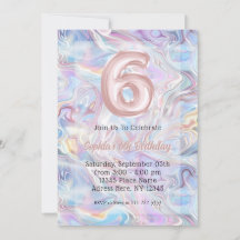 Girly Holographic Marble Swirl 6e verjaardag