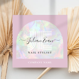 Girly Holographic QR Code Vierkant roze Vierkante Visitekaartje