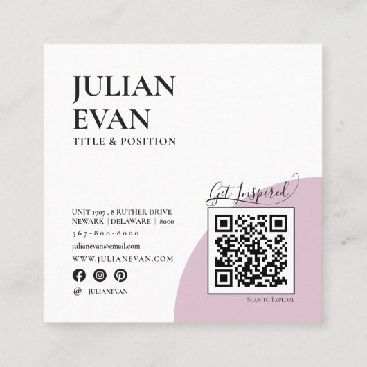 Girly Holographic QR Code Vierkant roze Vierkante Visitekaartje (Achterkant)