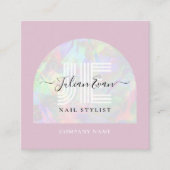 Girly Holographic QR Code Vierkant roze Vierkante Visitekaartje (Voorkant)