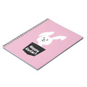 Girly Hoppy Pastel Blush Pink Bunny Cartoon Notitieboek (Linkerzijde)