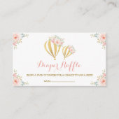 Girly Hot Air ballon Blush Floral Diaper Raffle Informatiekaartje (Voorkant)