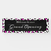 Girly Hot Pink Black en White Leopard Spot Spandoek (Horizontaal)