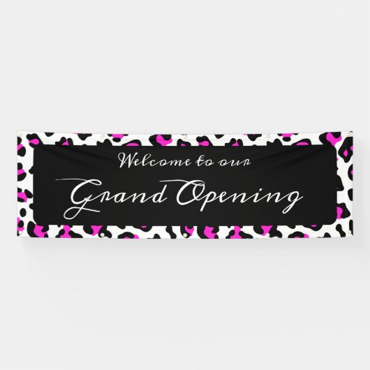 Girly Hot Pink Black en White Leopard Spot Spandoek (Horizontaal)