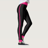 Girly Hot Pink Black Striped Leggings (Rechts)