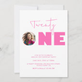 Girly Hot Pink Bold Typografie 21ste Verjaardagsfe Kaart (Voorkant)